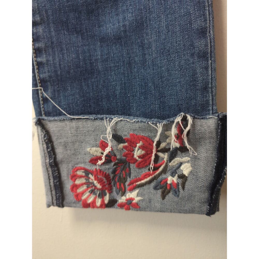 Dear John embroidered floral denim playback cuffed straight leg jeans 27 - Picture 4 of 8